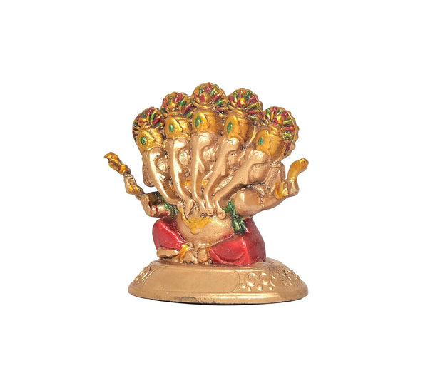 Resin Panchmukhi Ganesha Idol – Five-Head Ganesh Murti for Home Decor, Office, Temple, Mandir Pooja & Car Dashboard (Height :2.5 Inches) Study Setting