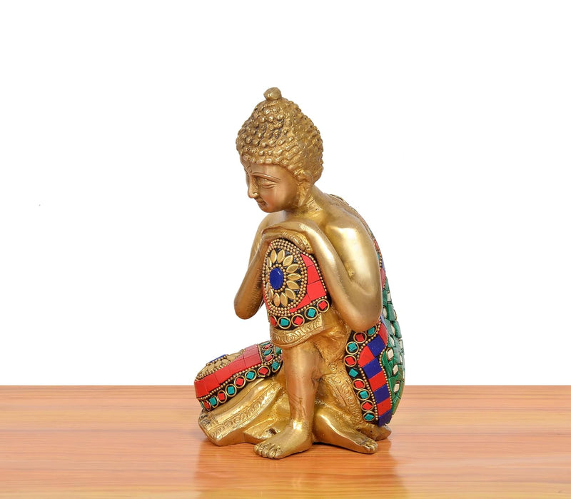 Brass Buddha Idol Sitting (Height: 8 inch)