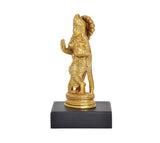 Brass Radha murti (4 inch) side view, raised hand and ornate ornaments