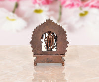 Copper back view of Ram Darbar idol with arched halo over figures