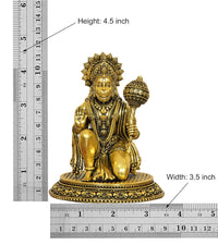Hanuman JI brass statue: height 4.5 in, width 3.5 in, golden seated figure
