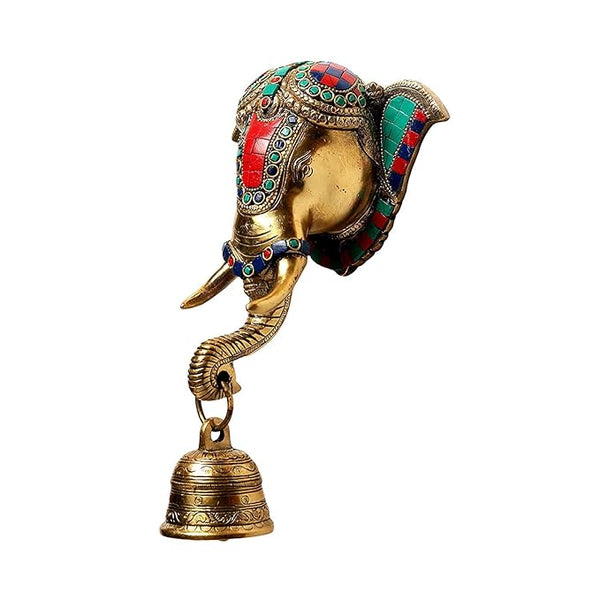 Elephant Ganesha Bell Statue for Home Decor | Multicolor | Height : 10 Inches