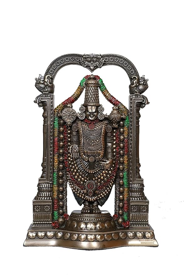 God Tirupati Balaji,Sri Venkateswara Idol,Spiritual - Cold Caste - Home Decor (8.5" X 5.75" X 2.5", Gold)