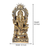 Brass Ganesha murti, front view; height 25 inch, width 12 inch