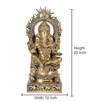 Brass Ganesha murti, front view; height 25 inch, width 12 inch