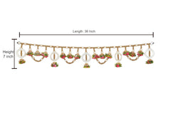 Toran Deko-Band, Länge 36 Zoll, goldene Kette mit Blumenanhängern und Medaillons, Höhe 7 Zoll