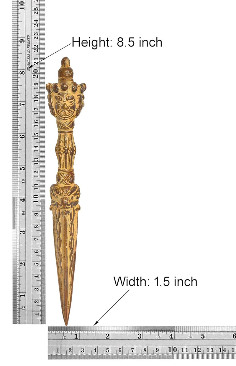 Brass Tibetan Handmade Dorje Vajra Furba Phurpa Dagger Adjustable Pendants (Height: 8.5 inch) (Multicolor 1)