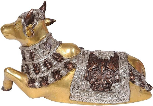 Brass Nandi-The Vehicle of Lord Shiva, Height: 6 Inch Entryway Setting
