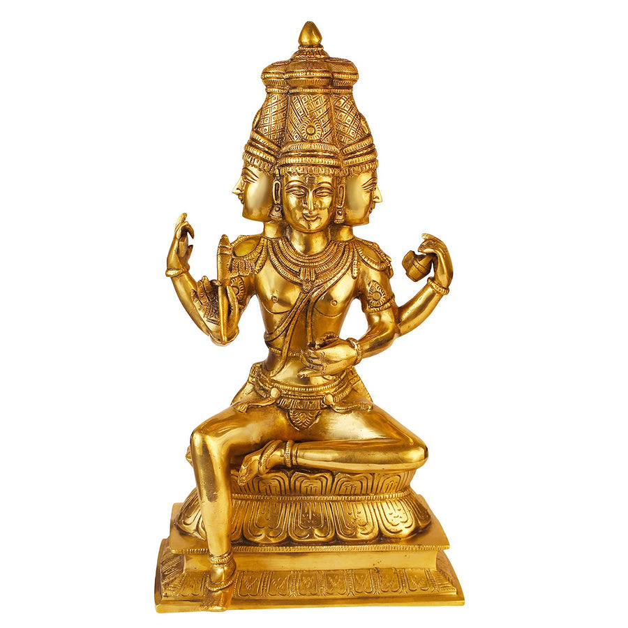 Big Brass Lord Brahma Ji Murti Statue for Temple, Puja, Home & Living Room Décor, Hindu Deity Idol, Religious Figurine, Decorative Showpiece & Gift Item (Height: 16 Inches) Craft Detail
