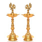 Brass Peacock Oil Lamp Diya Stand for Home Pooja Antique Items Gift Items Deepam Diwali Home and Office Decor |Set of 2| (Height: 13 Inch)