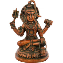 Brass Goddess Shiva figurine with raised hands and meditative pose, 5.2 in tall