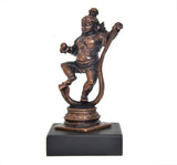 Copper Krishna statue dancing pose, Kaliya Naag support base, 4.5 inch height