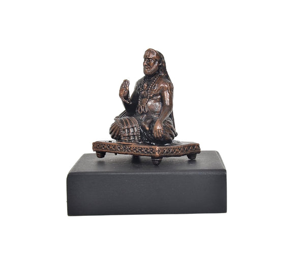 Copper Raghavendra Swami Statue - Revered Guru Idol (Height:2 Inch) Study Setting