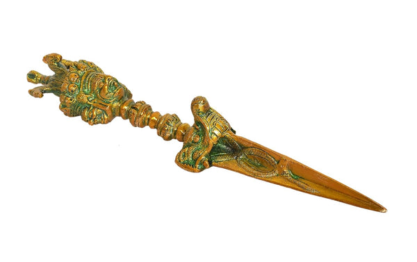 Brass Tibetan Handmade Dorje Vajra Furba Phurpa Dagger Adjustable Pendants (Height: 12 inch)