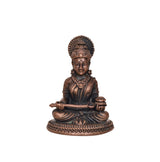 AONA Annapurna copper idol, front view of seated goddess with detailed jewelry and crown