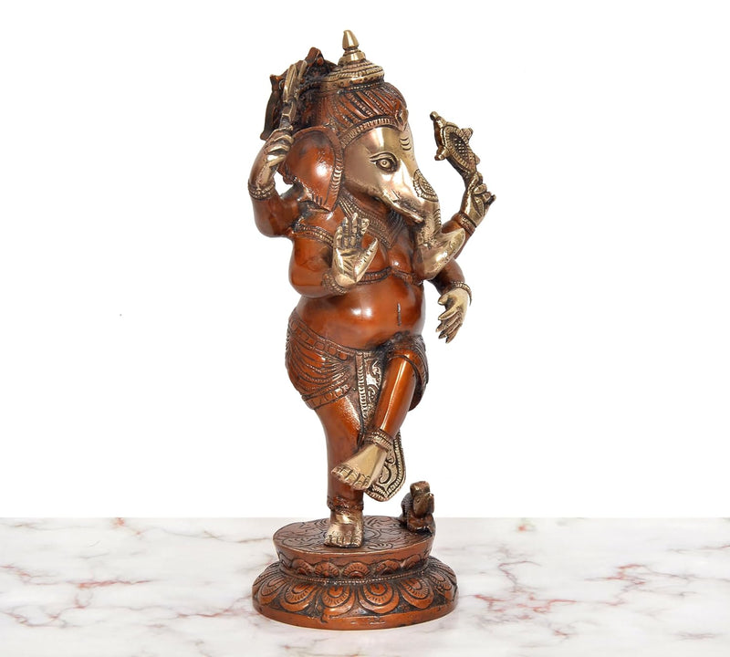 Brass Lord Dancing Ganesha Murti (Height 12 Inch)