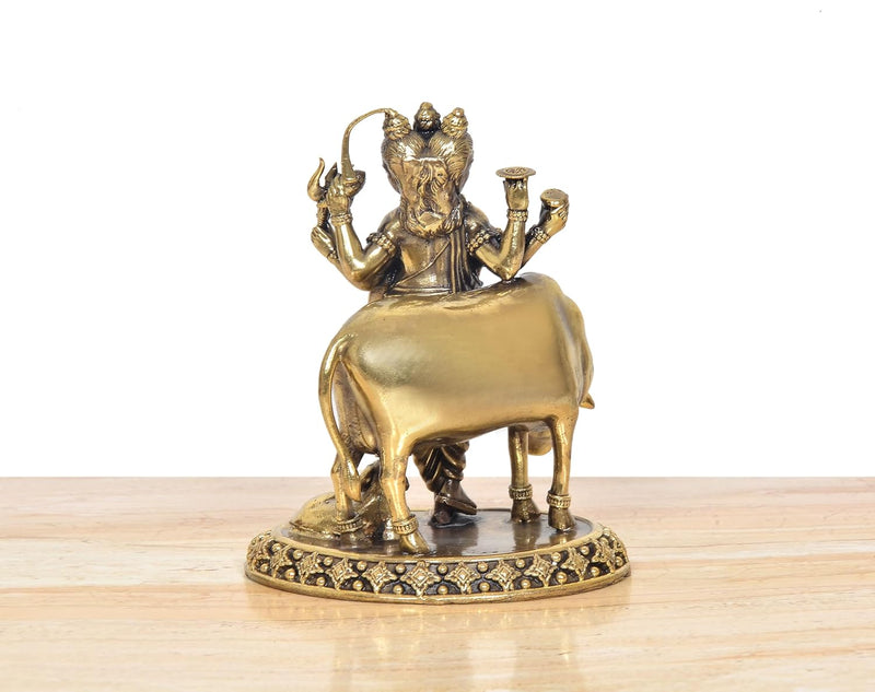 Bronze Lord Dattatreya Trimurti Brahma Vishnu Showpiece (Height: 6 inch)