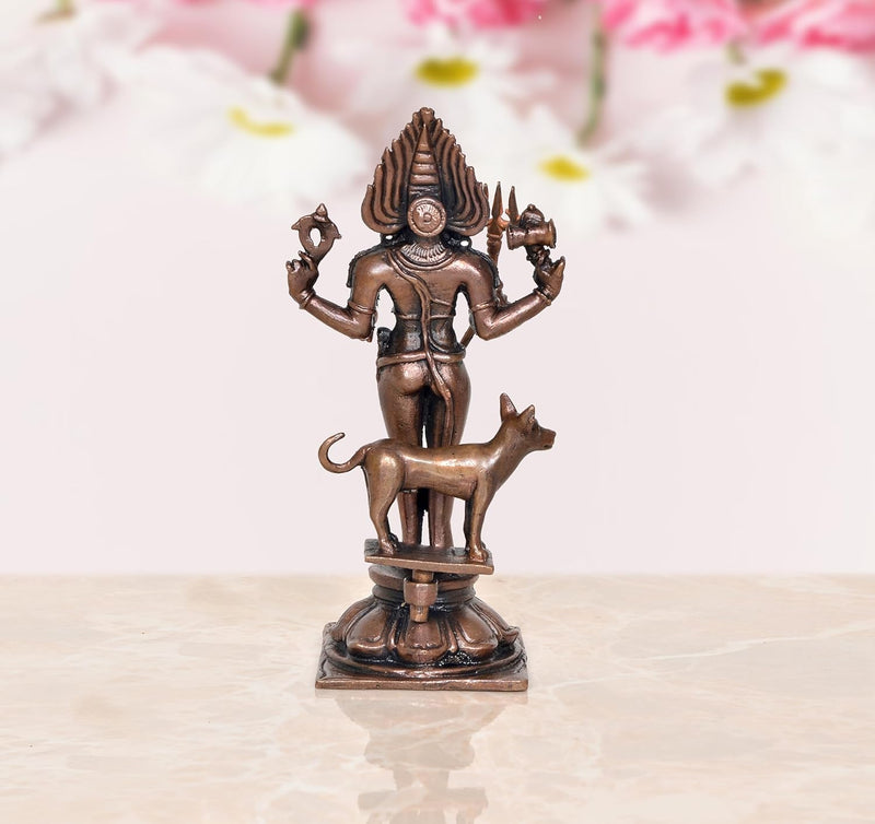 Copper Lord Shree Kal Bhairav Idol Pooja Shri Kaal Batuk Bhairava Puja Home Decor Bhirav Statues Idols (Height 5.5 Inch)