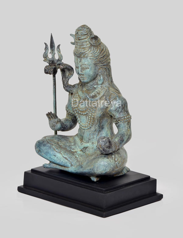 Vintage Indonesian Bronze Lord Shiva in Blessing Posture Statue (Height: 11 Inches) Study Setting