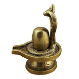 Lord Shiva Lingam sculpture, gold-tone with raised trident and round pedestal