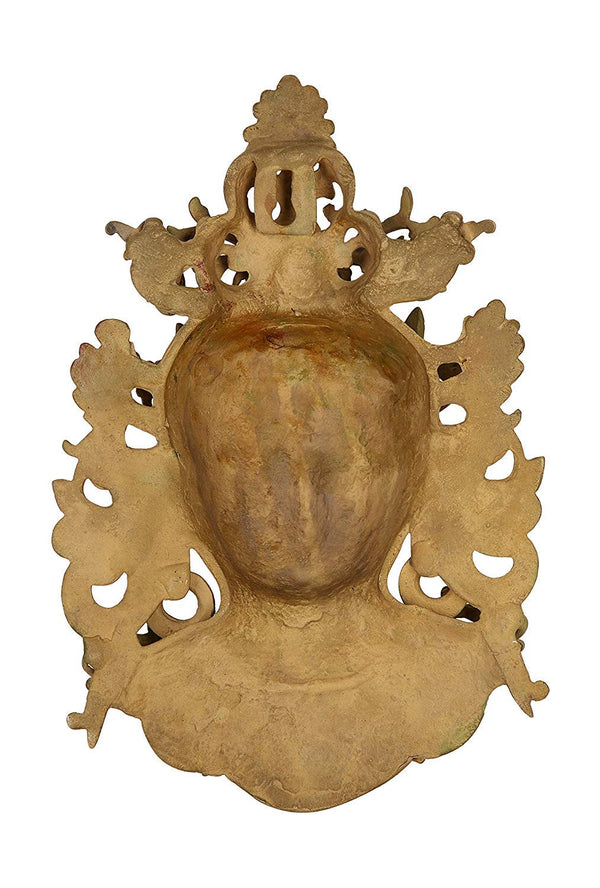 Brass Tara Mask Wall Hanging (Mud Gold) (Height - 12.5') Study Setting