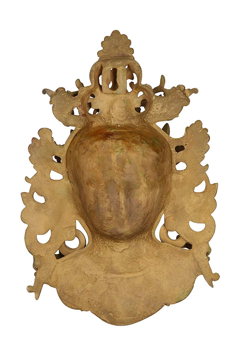 Brass India Tibetan Buddhist Wall Hanging Tara Mask (Mud Gold)