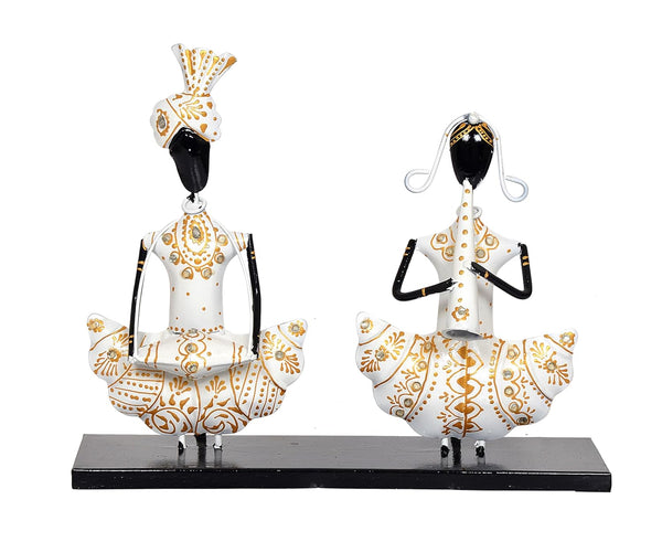 Iron Couple Musician for Table Decor Figurine Showpiece Home Decor (Height 9.5 Inch) Entryway Setting
