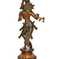 Brass Standing Lord Krishna Statue Playing Flute Sculpture for Home Office Temple Gift Showpiece, (Height 14.5 Inch)