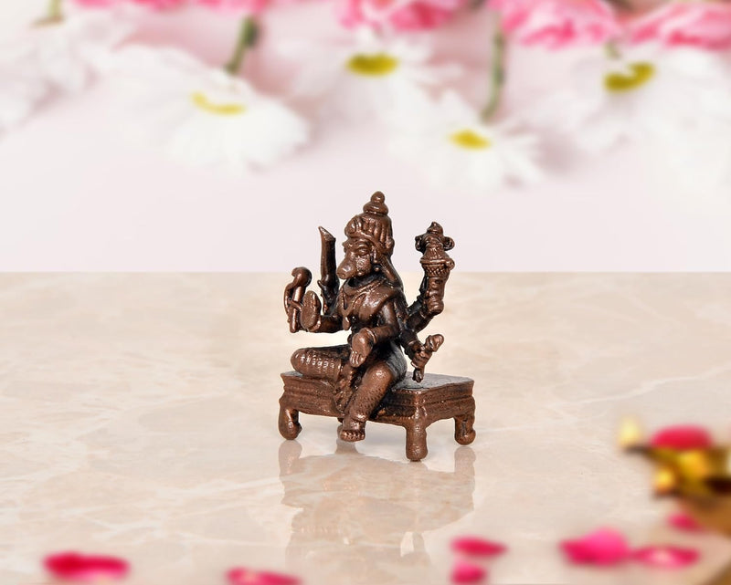 Copper Goddess Varahi Idol Figurine Eight Armed Sculpture Showpiece Home Temple Office Golden Height 4.5 cm