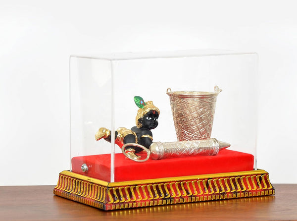 Laddu Gopal Krishna Decorated Box with Balti Pichkari (Width 5 Inch) Study Setting