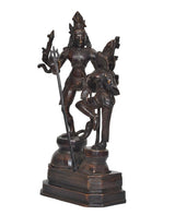 Shiva- und Parvati-Tanzidol, dunkler Metallguss mit Verzierung und Sockel