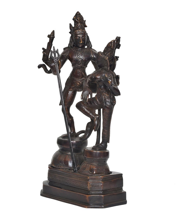 Brass Shiva Parvati Dancing Idols for Home Decor Office (Height :12.5 inch) Study Setting