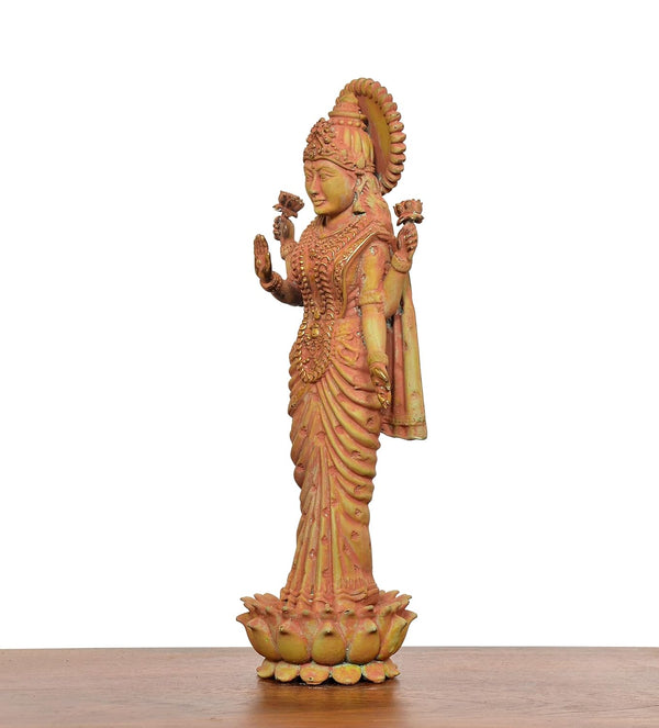 Superfine Brass Lakshmi Standing Murti (Height: 8 Inch) Study Setting