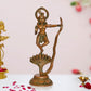 Brass Krishna Bhagwan Murti Dancing on Kaliya Naag - Religious Statue for Home Temple Pooja Decor (Height 13 Inch)