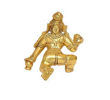 Brass Laddu Gopal idol statue, kneeling pose with raised arm, 3 inch