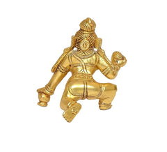 Brass Laddu Gopal idol statue, kneeling pose with raised arm, 3 inch