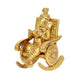 Brass Ganesha Statue Book Reading Turbaned Ganesh Sitting on Chair Sculpture Golden (Height 5 inch)