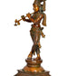 Brass Standing Lord Krishna Statue Playing Flute Sculpture for Home Office Temple Gift Showpiece, (Height 14.5 Inch)