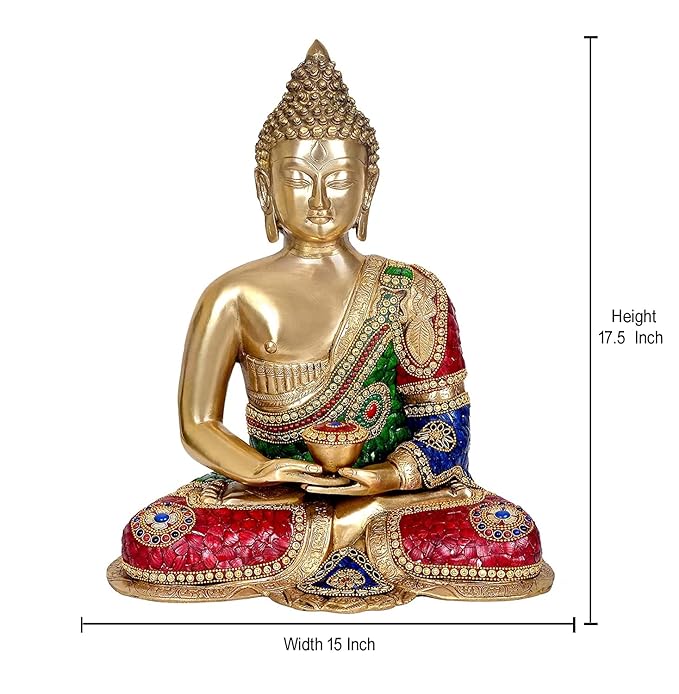 Brass Buddha Meditation position Idol (Height 18 Inches)
