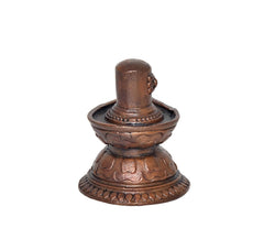 Copper Shivling sculpture front view with round base and top stem