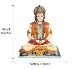 Hanuman-Statue aus Harz, Maße 8 Zoll Höhe und 6,5 Zoll Breite, sitzende Figur