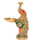 Brass Peacock with Oil Lamp Diya for Home Decor Office Decor Showpiece Idol Figurine Sculpture for Home Decoration (Height 7 Inch)