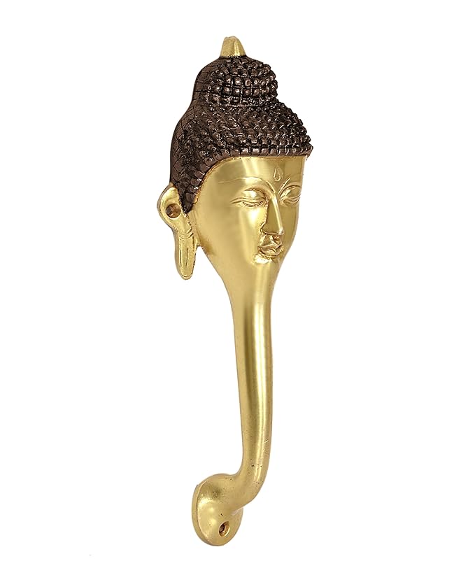 Gautam Buddha Face Brass (Set of 2) Door Handle (Height : 9.5 inches)