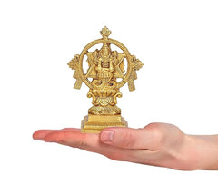 Brass Sudarshana Murthy-Narasimha Swamy idol held in hand, 5 inch