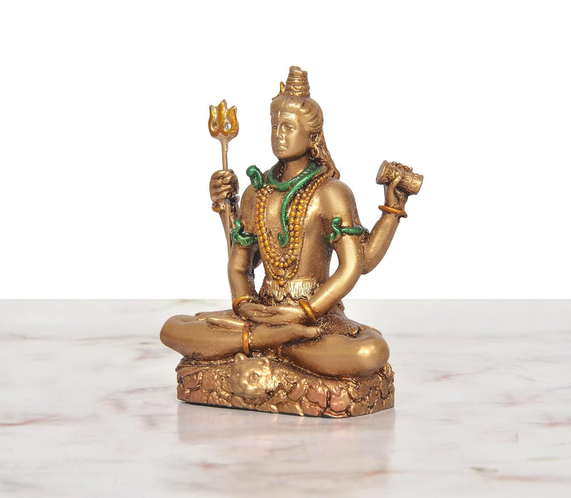 Resin Shiva Sitting with 4 Arms Idol (Height: 3.5 inch)
