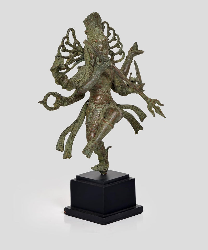 Vintage Indonesian Bronze Natraj Lord Shiva Dancing Statue (Height: 10.5 Inches)