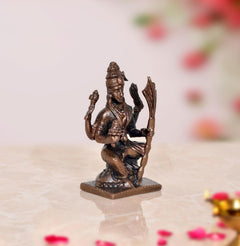 Copper Rajarajeshwari-style statue, standing side angle, 2 inch height, pedestal base