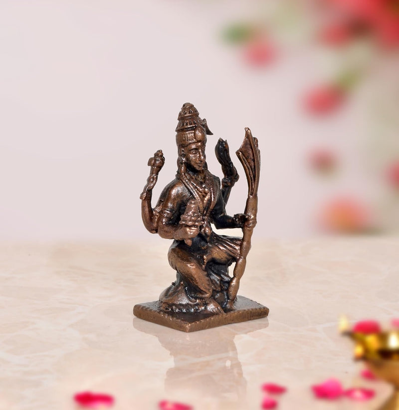 Copper Goddess Rajarajeshvari Idols, Tripura Sundari Murti, Lalita Devi, Rajarajeshwari Sculpture, Raj Rajeshvari Statue,(Height : 2 inch)