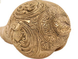 Brass shankh conch close-up with engraved patterns and motifs, 3 inch