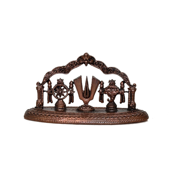 Copper Tirupati Bala ji Shankh Chakra Namah Statue for Home, Mandir Pooja Decor Idol Color-Copper (Height: 1.5 Inch)